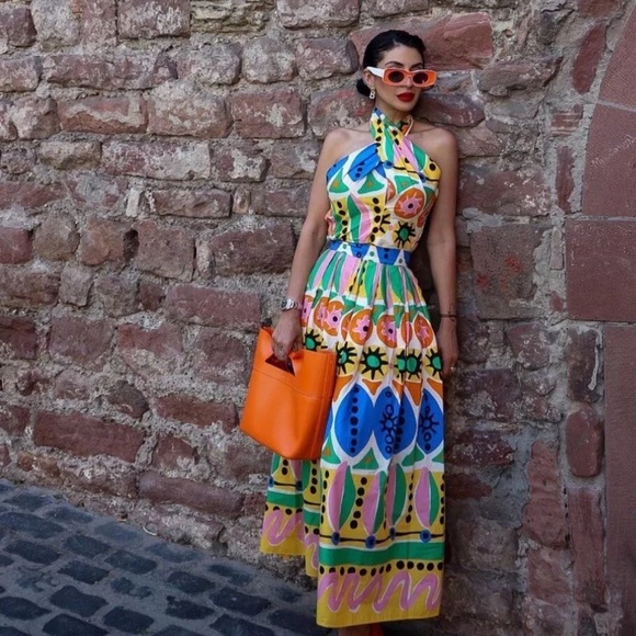 Zara Printed 2pc Co Ord Skirt Set halter top Size Small/Skirt XS NWT - Picture 12 of 15